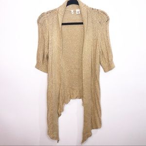 Anthropologie Moth Tan Cardigan Sweater Waterfall